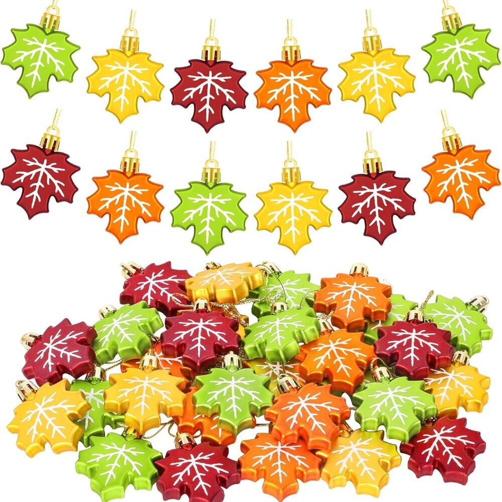 24Pcs Hanging Autumn Decor, 4 Colors Thanksgiving Ornaments for Tree, Mini Hangi